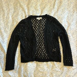 Cloud Chaser Black Crochet Cardigan Sweater